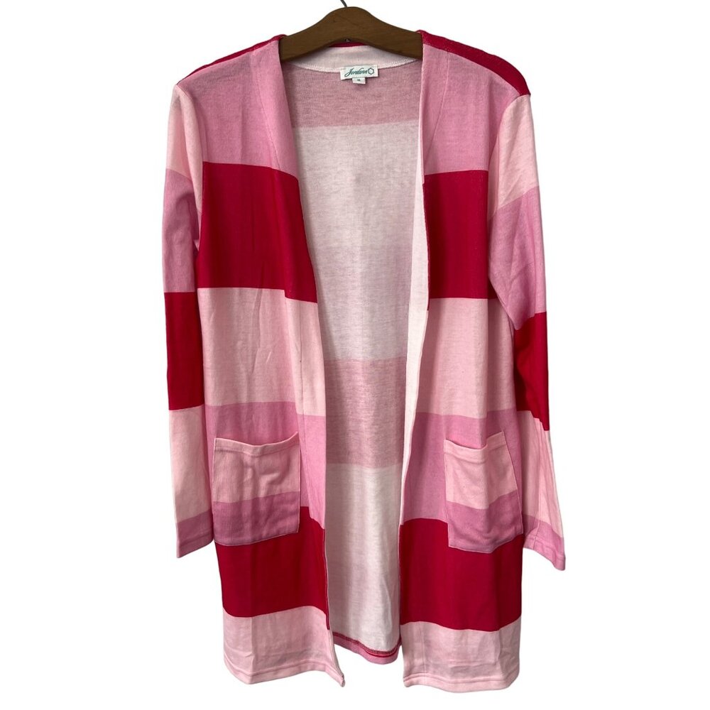 Jordann Open Front Cardigan Size Medium Valentine Colorblock Longline Lounge